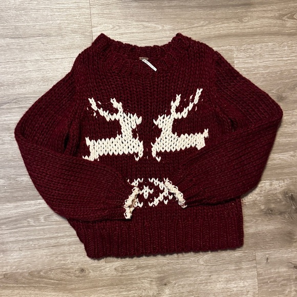 Free People Sweaters - Free People Prancer and Dancer Sweater — Wine & Ivory